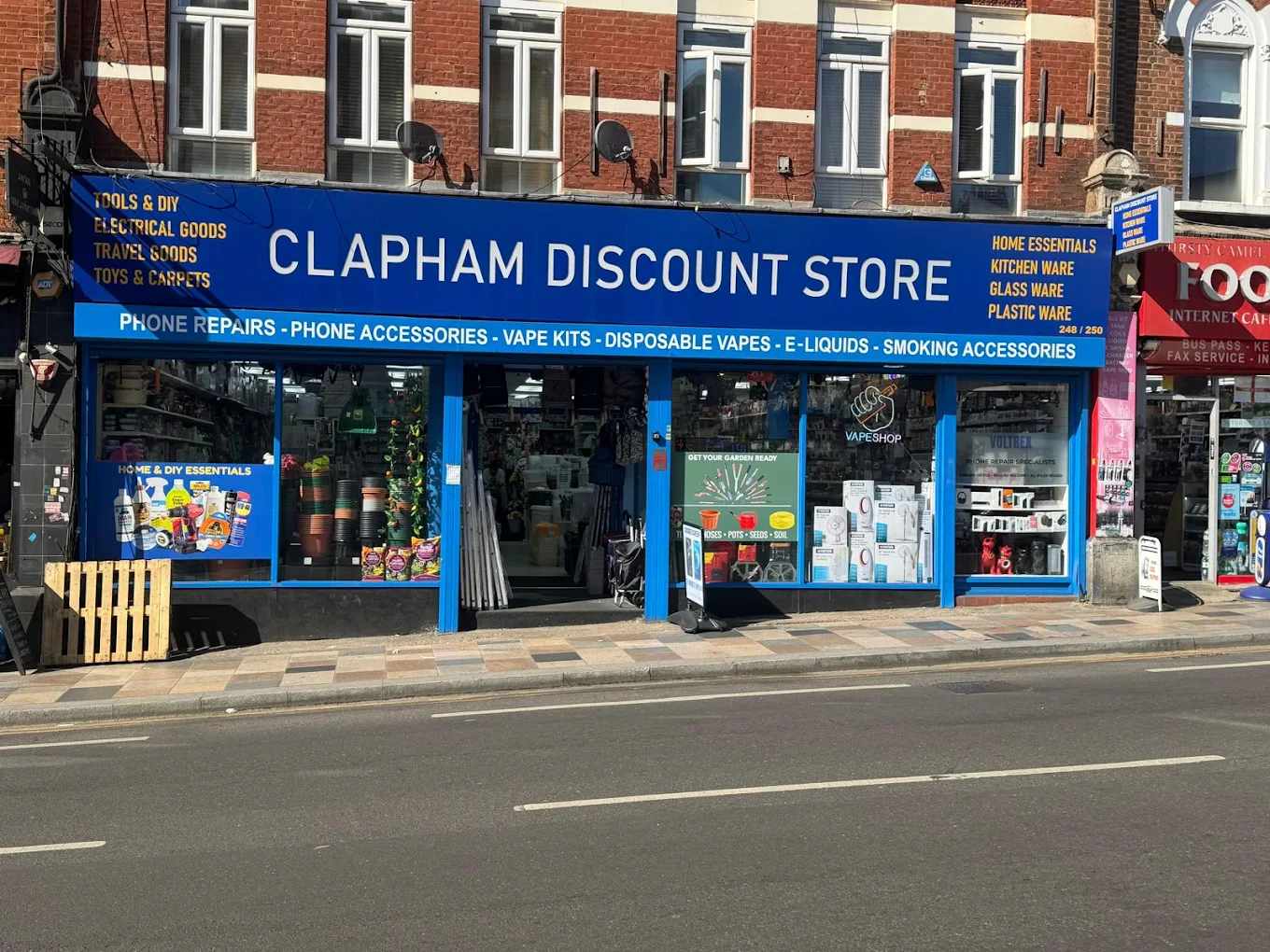 Clapham Junction Discount Store exterior — 248-250 Lavender Hill SW11