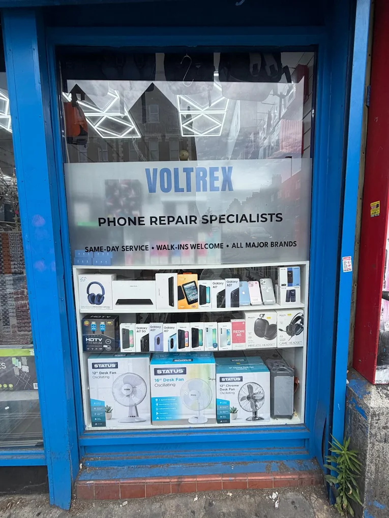 Voltrex Phone Repair counter inside Clapham Junction Discount Store